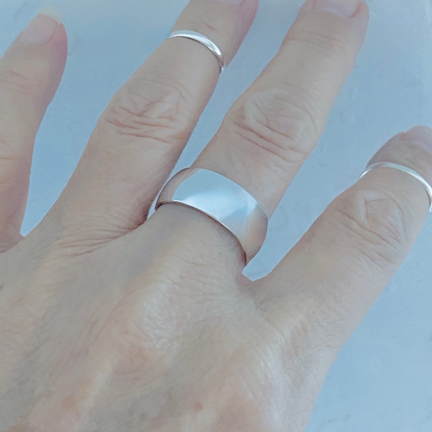 Sterling Silver Unisex High Polish 8MM Wedding Band, Stackable Ring, Silver Bands
