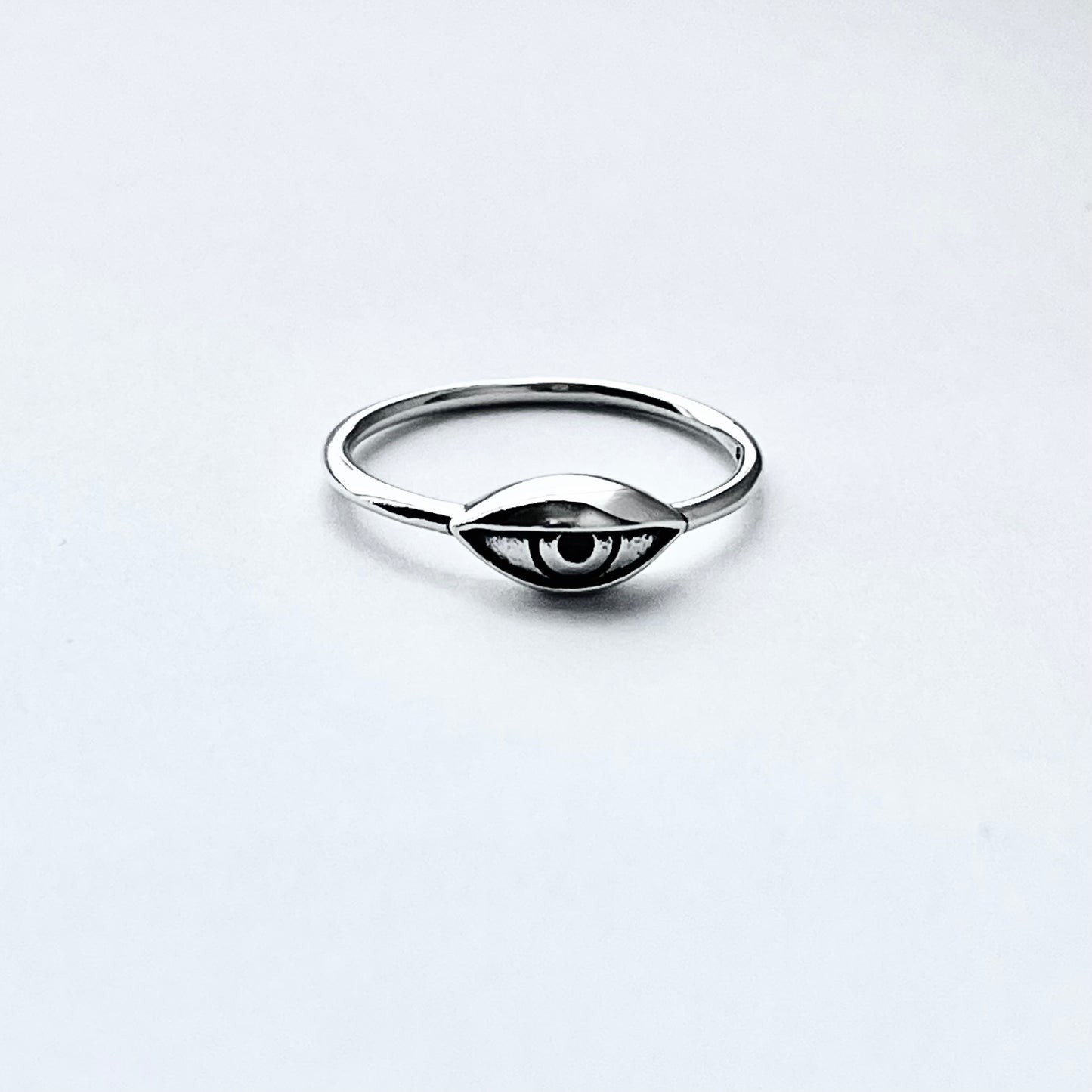 925 Sterling Silver Small Dainty Evil Eye Ring | All Seeing Eye Protector Silver Rings
