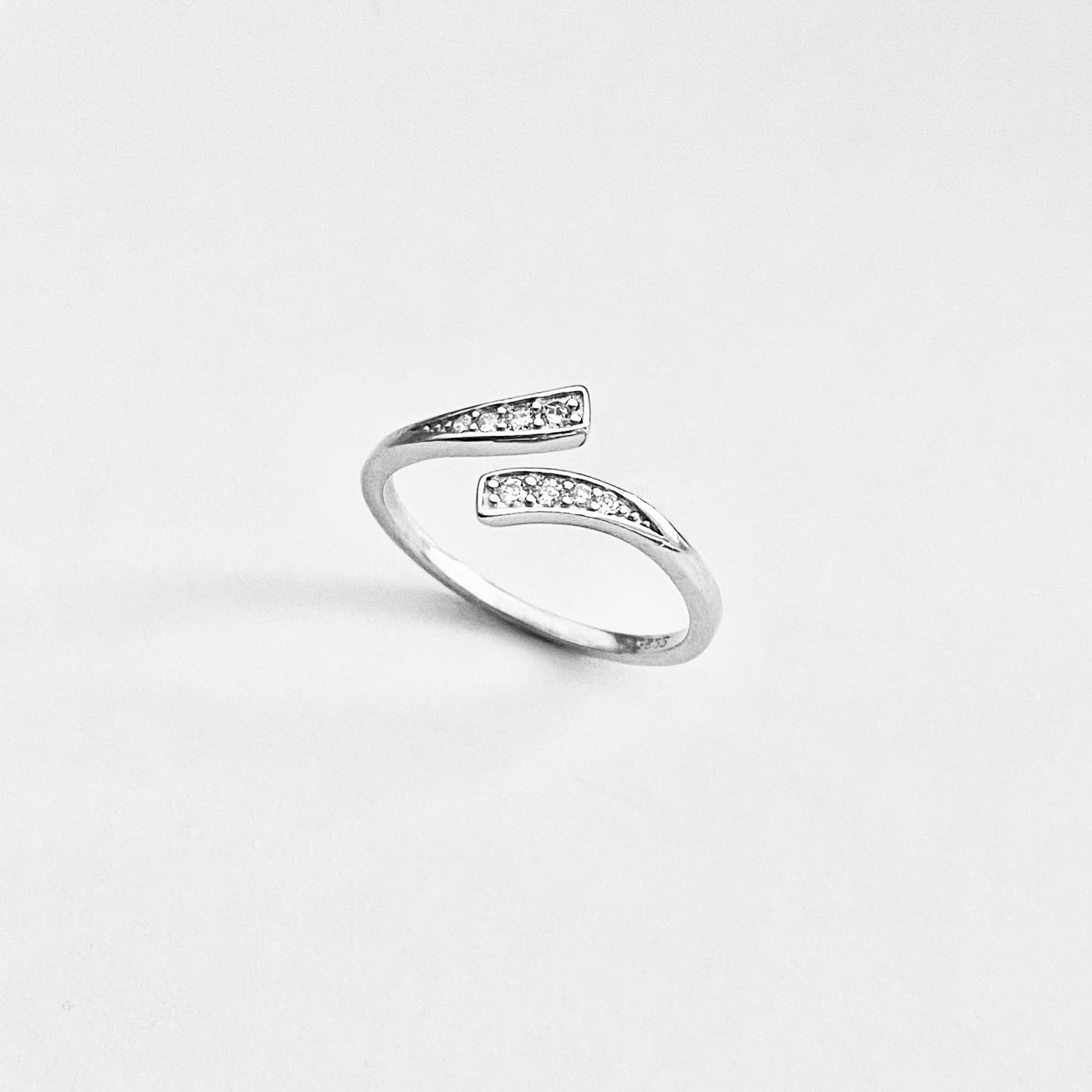 925 Sterling Silver Delicate Wraparound CZ Ring | Teardrop Dainty Silver Ring