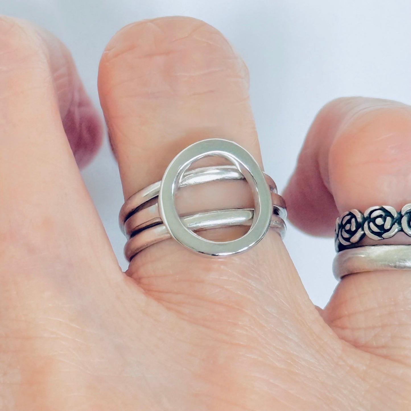 925 Sterling Silver Statement Open Circle Ring | Circle of Life Halo Infinite Rings