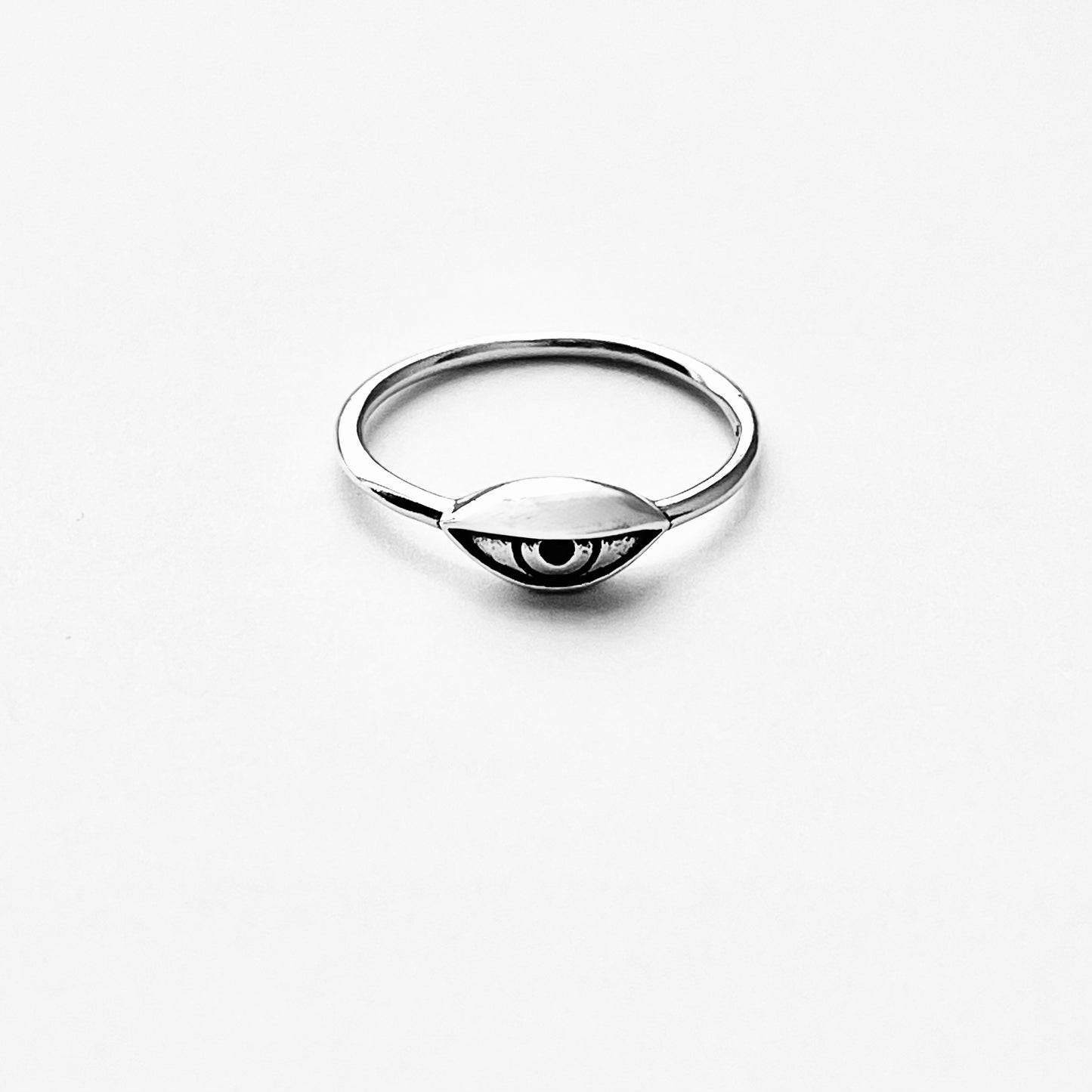 925 Sterling Silver Small Dainty Evil Eye Ring | All Seeing Eye Protector Silver Rings