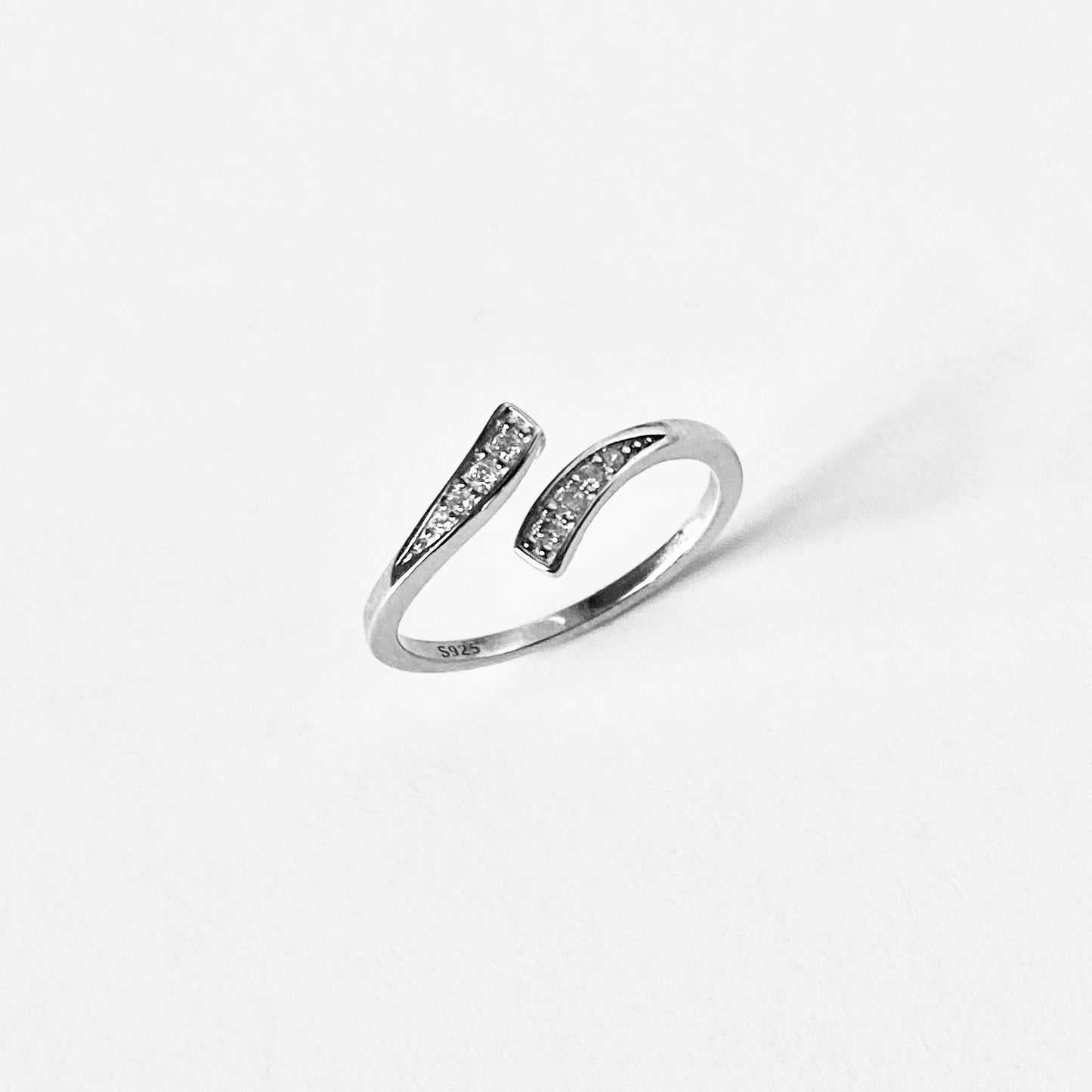 925 Sterling Silver Delicate Wraparound CZ Ring | Teardrop Dainty Silver Ring