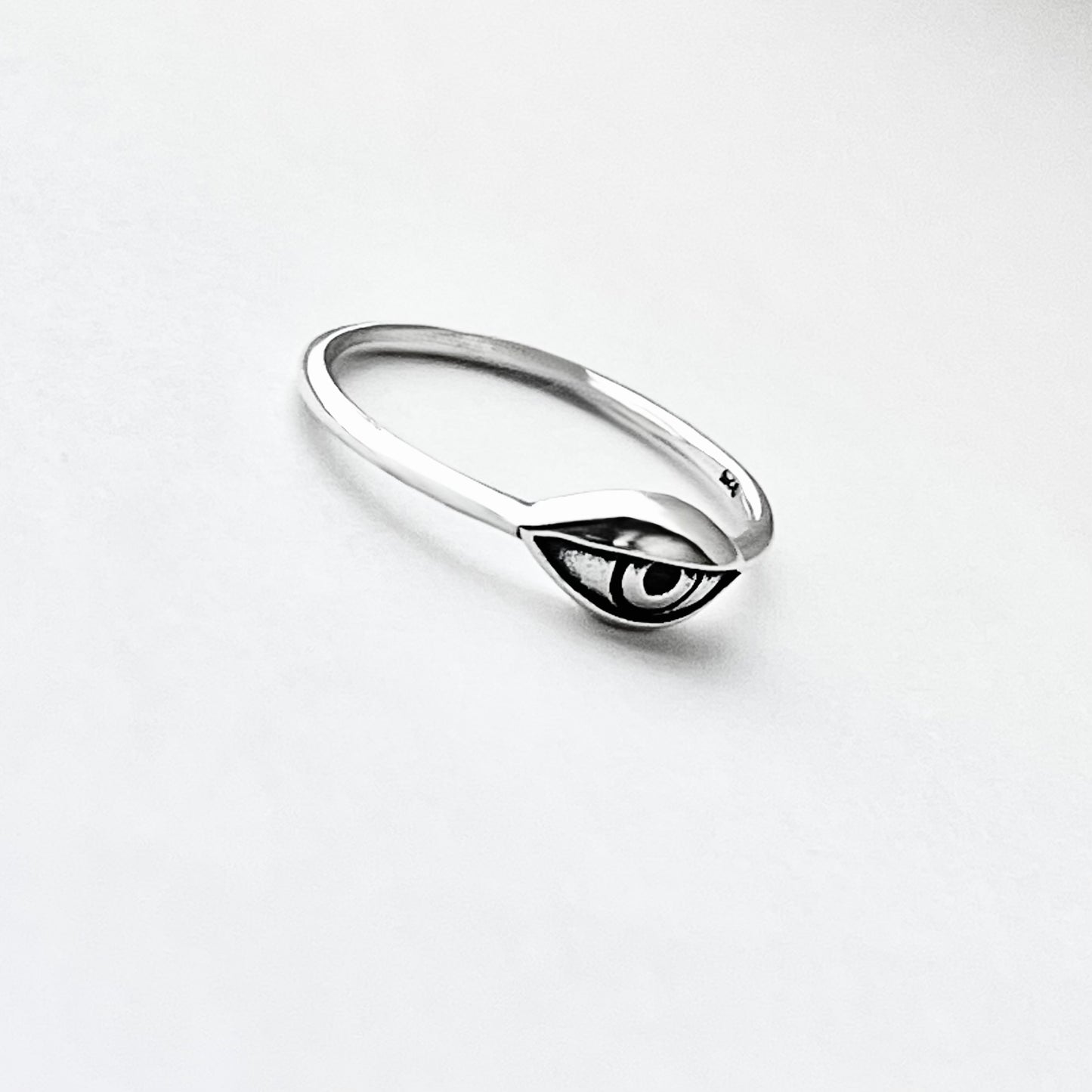 925 Sterling Silver Small Dainty Evil Eye Ring | All Seeing Eye Protector Silver Rings