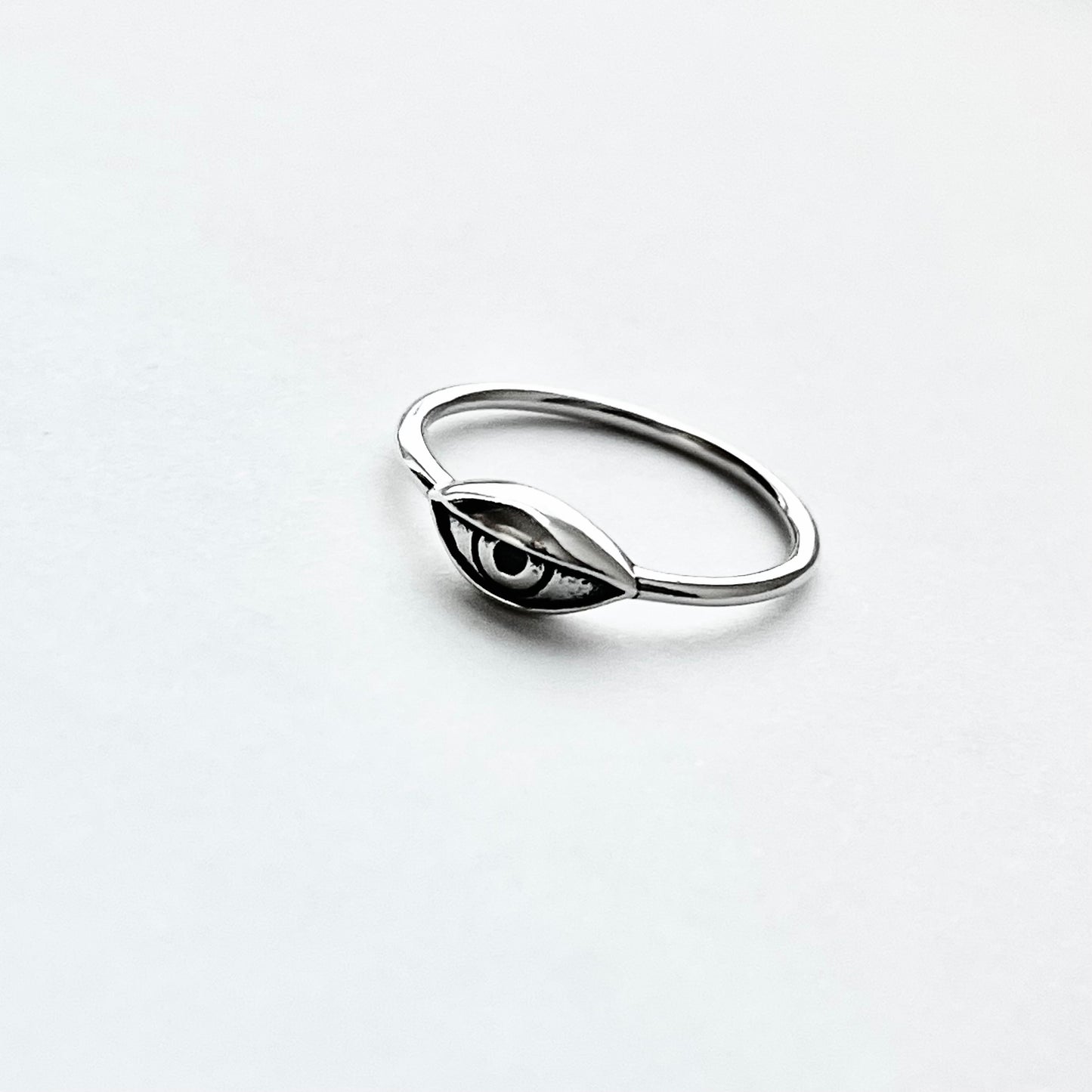 925 Sterling Silver Small Dainty Evil Eye Ring | All Seeing Eye Protector Silver Rings