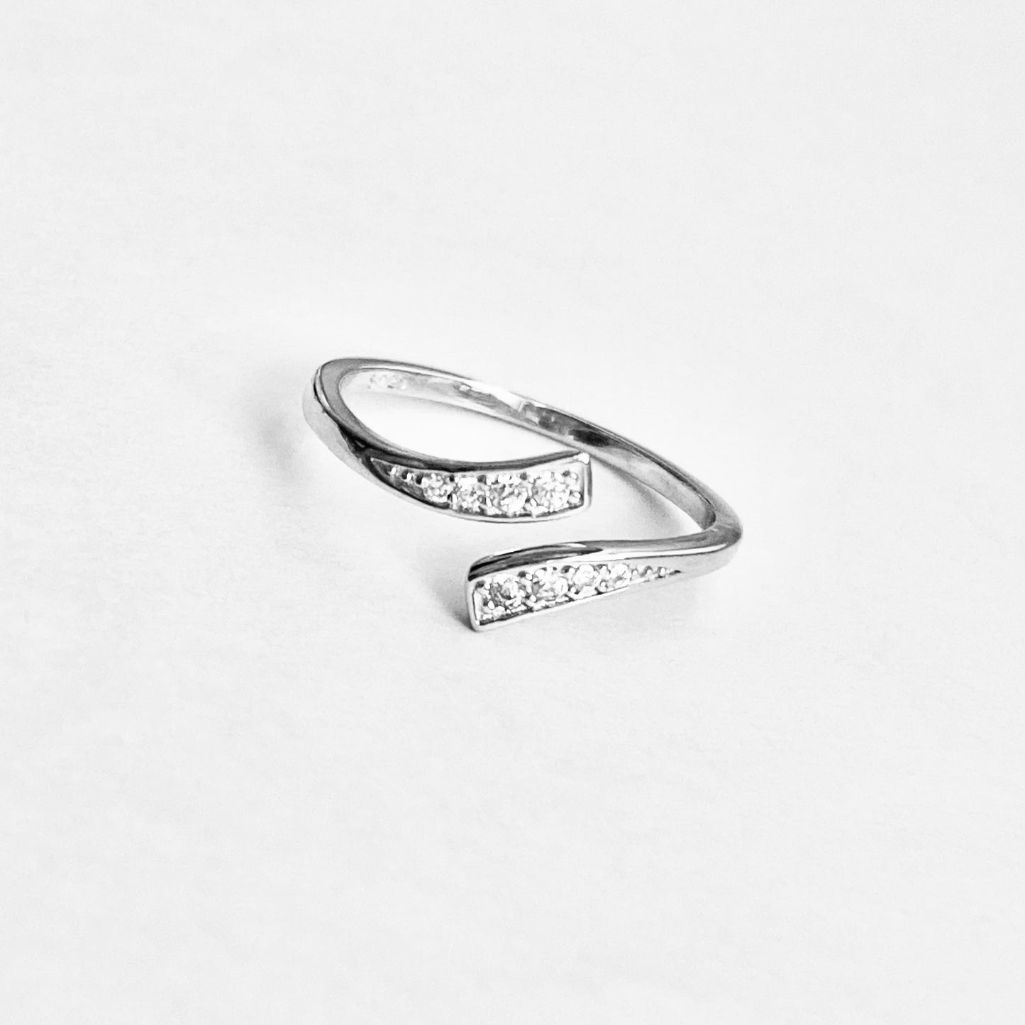 925 Sterling Silver Delicate Wraparound CZ Ring | Teardrop Dainty Silver Ring