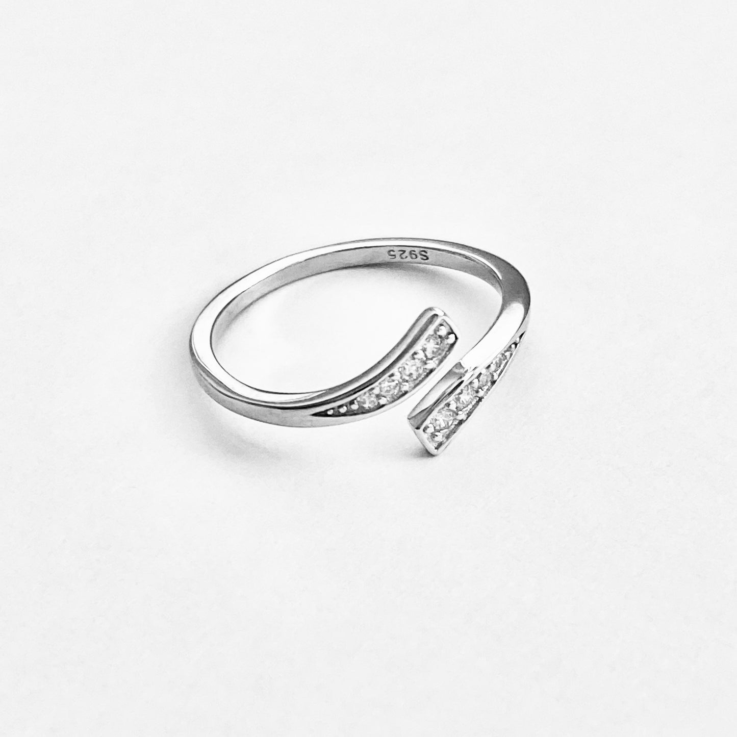 925 Sterling Silver Delicate Wraparound CZ Ring | Teardrop Dainty Silver Ring