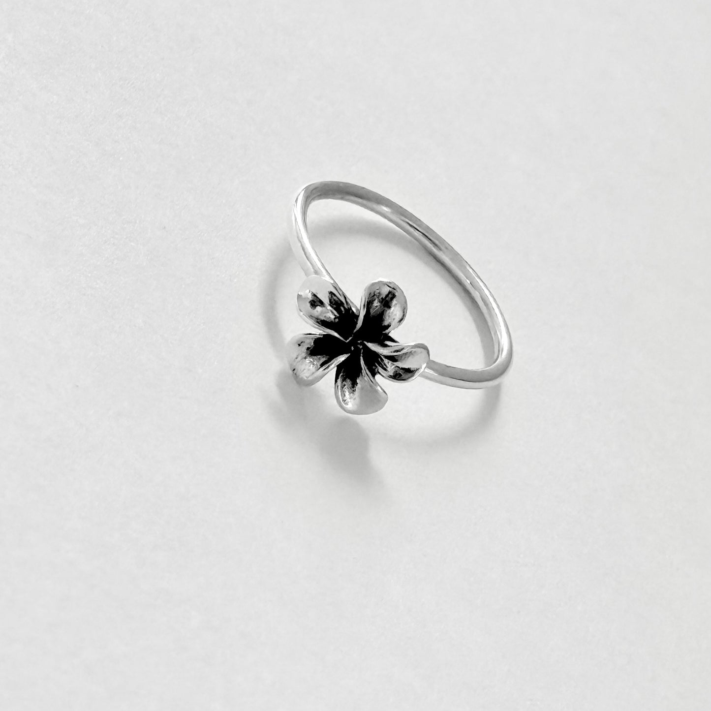 Sterling Silver Small Plumeria Ring, Hawaii Jewelry, Silver Flower Rings