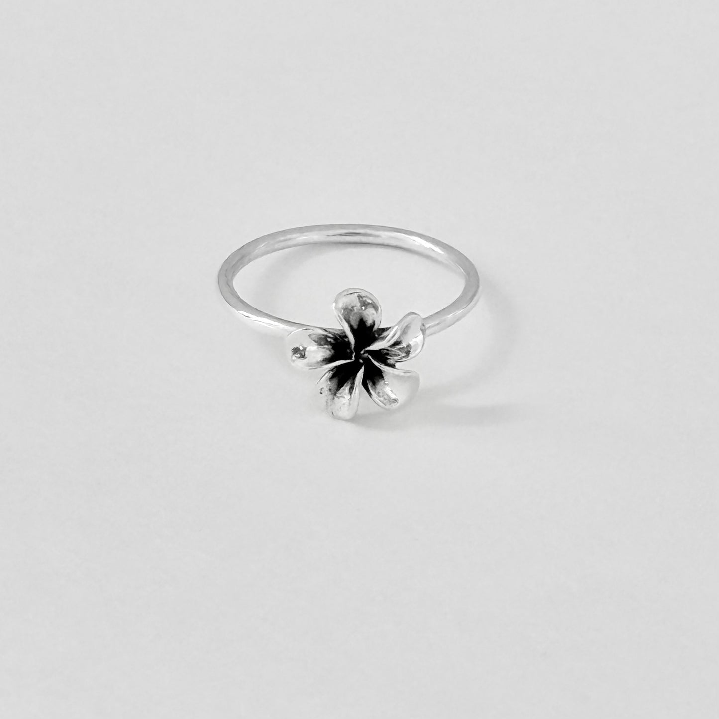Sterling Silver Small Plumeria Ring, Hawaii Jewelry, Silver Flower Rings