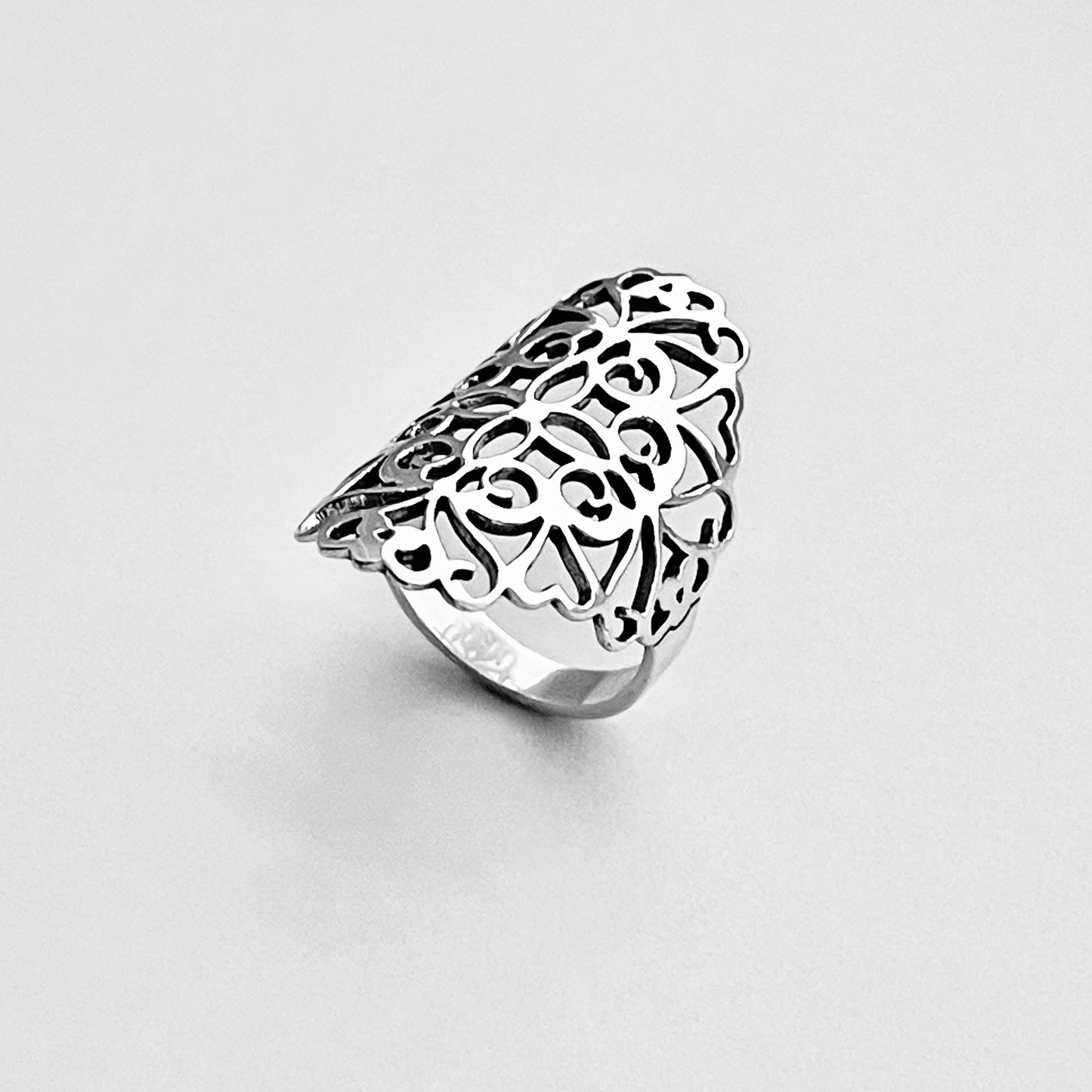 Sterling Silver Large Filigree Ring, Statement Ring, Silver Rings, Flower Vine Ring