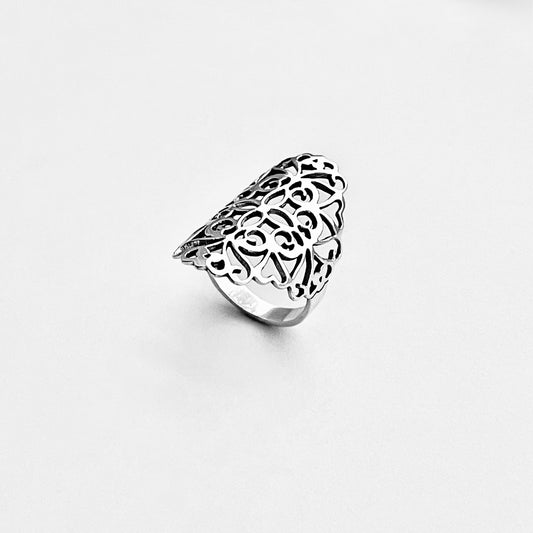 925 Sterling Silver Statement Filigree Ring | Swirl Flower Vines Boho Silver Rings