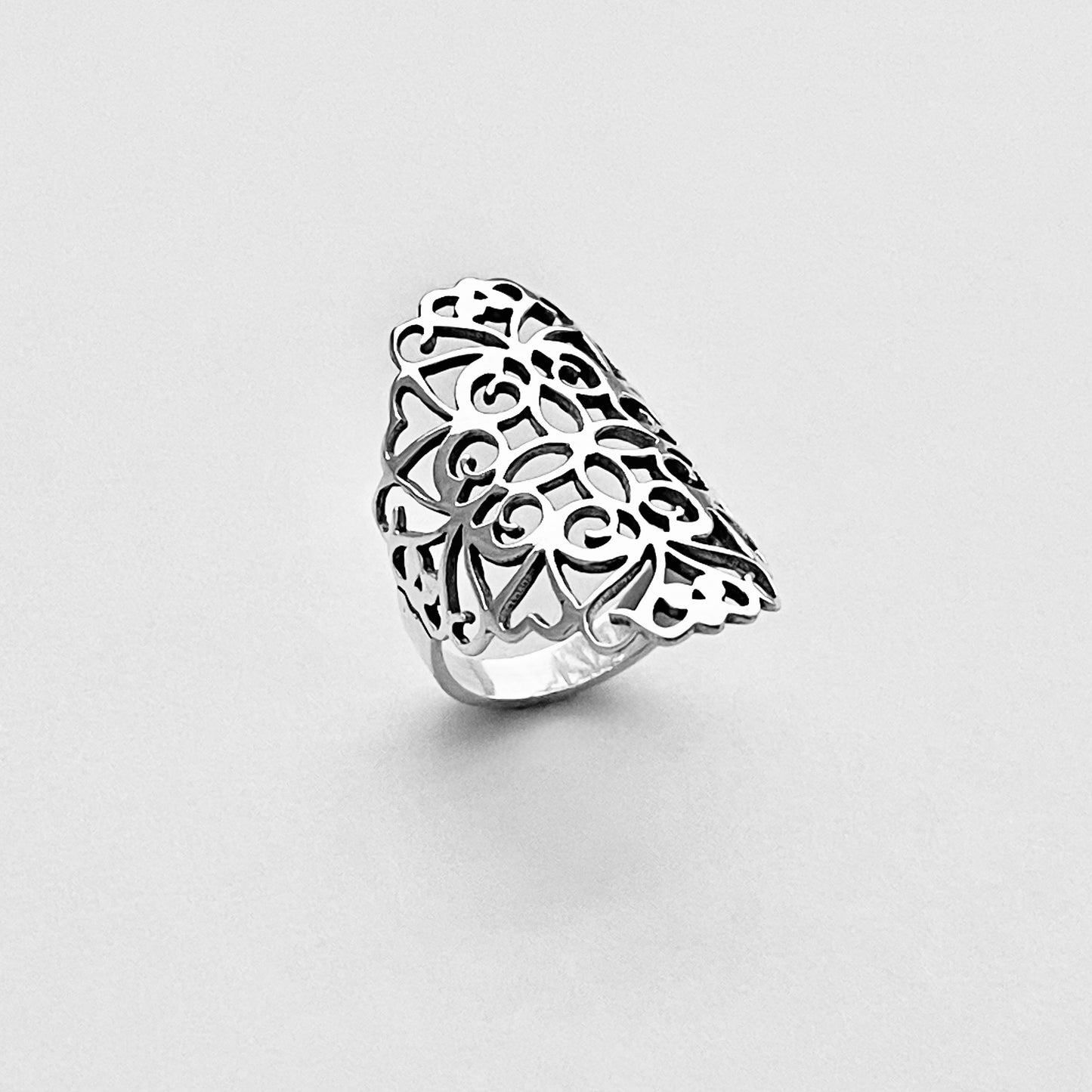 Sterling Silver Large Filigree Ring, Statement Ring, Silver Rings, Flower Vine Ring