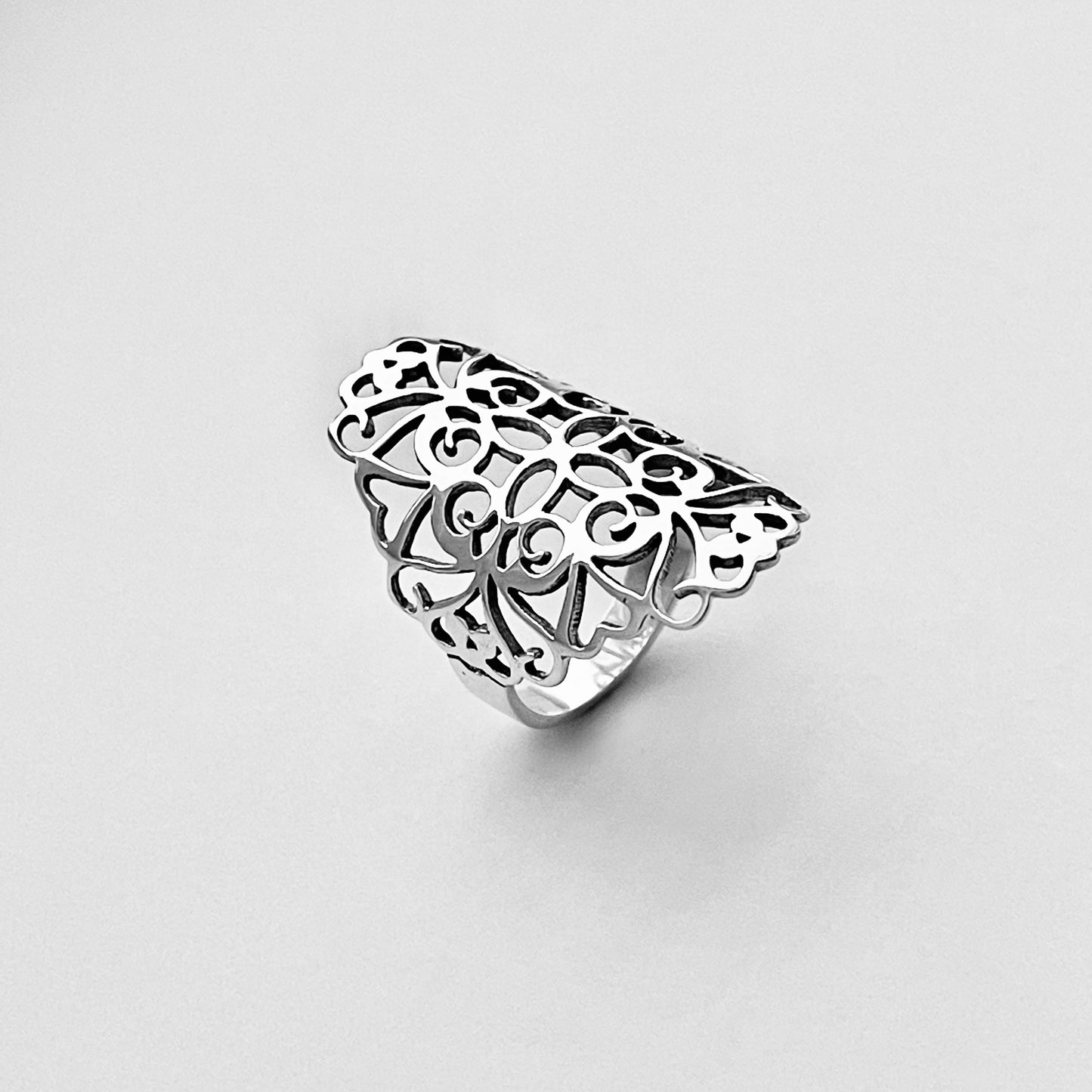 Sterling Silver Large Filigree Ring, Statement Ring, Silver Rings, Flower Vine Ring