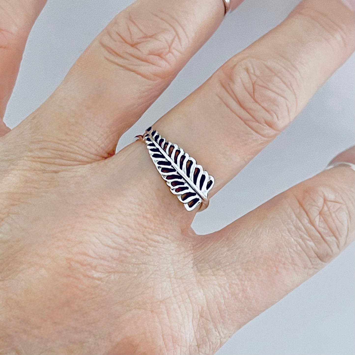 925 Sterling Silver Small Palm Leaf Ring | Dainty Tree of Life Nature Silver Rings