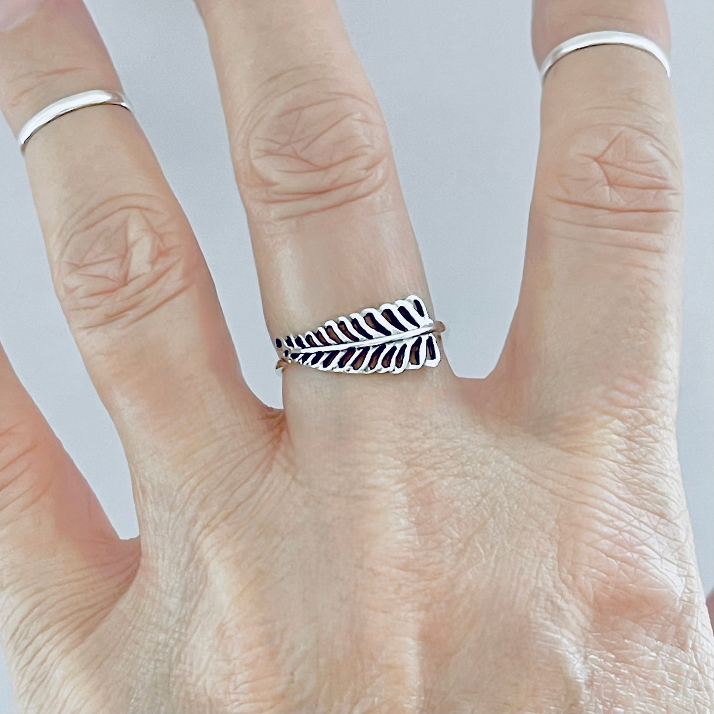 925 Sterling Silver Small Palm Leaf Ring | Dainty Tree of Life Nature Silver Rings
