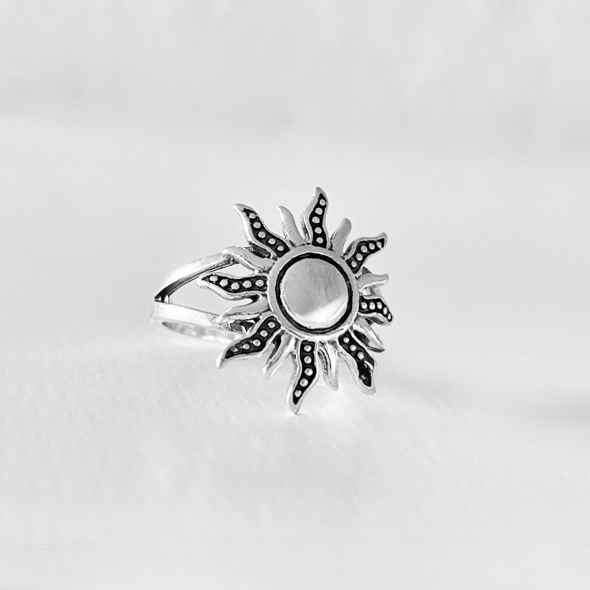 Sterling Silver Blazing Sun Ring, Celestial Statement Sunburst Jewelry, Sunshine Silver Rings