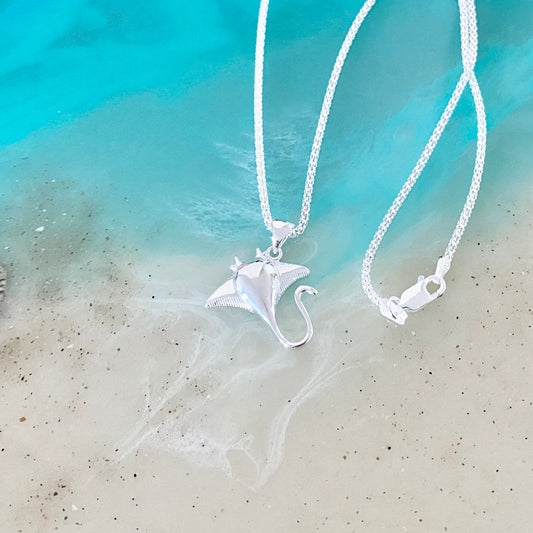925 Sterling Silver Unisex Stingray Necklace – Tampa Bay Rays Pendant Chain