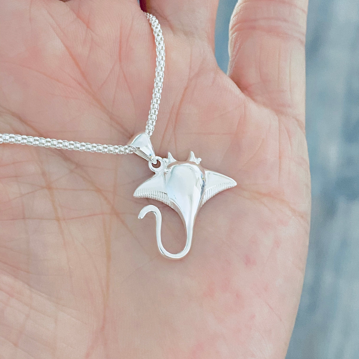 925 Sterling Silver Unisex Stingray Necklace – Tampa Bay Ray Pendant Chain