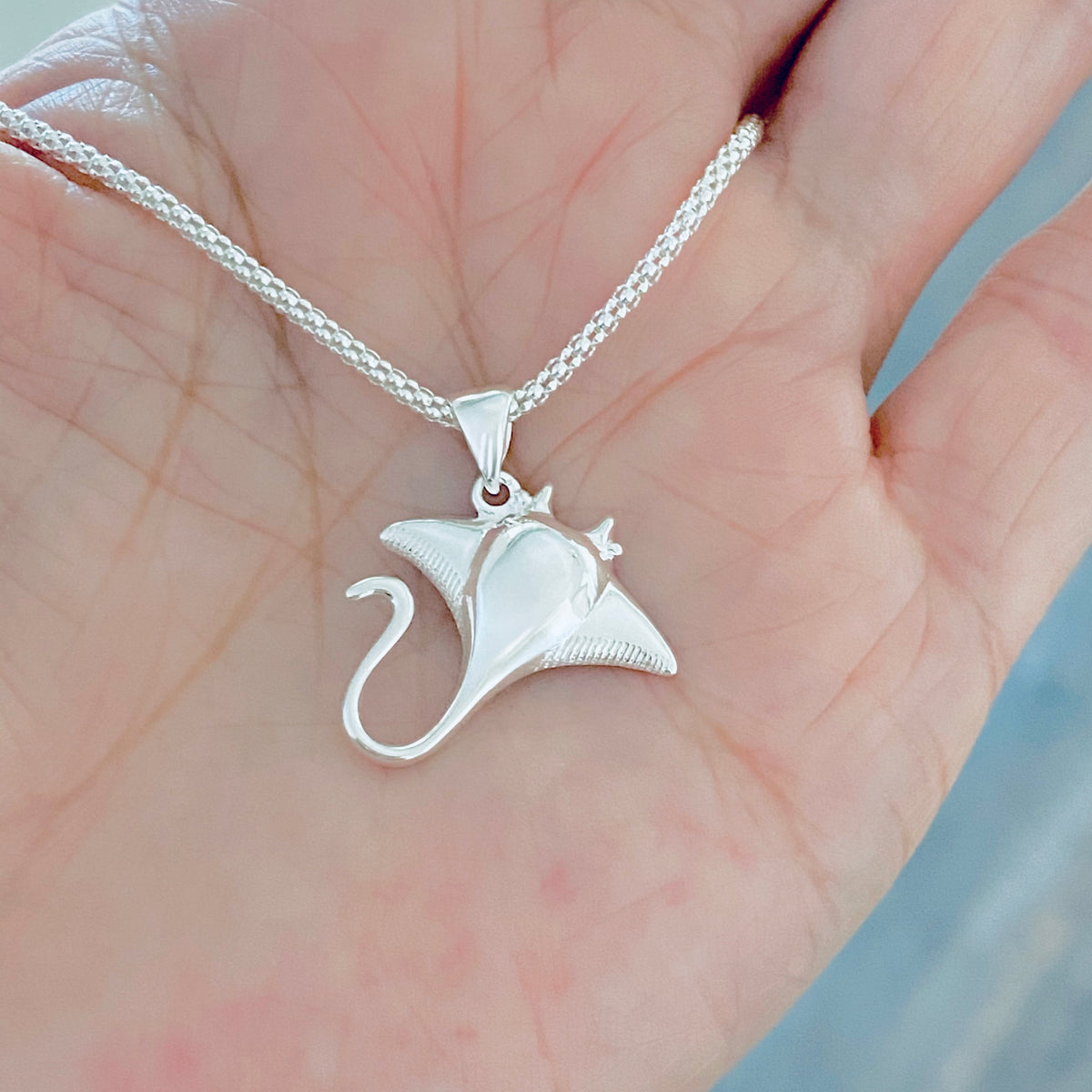 925 Sterling Silver Unisex Stingray Necklace – Tampa Bay Ray Pendant Chain