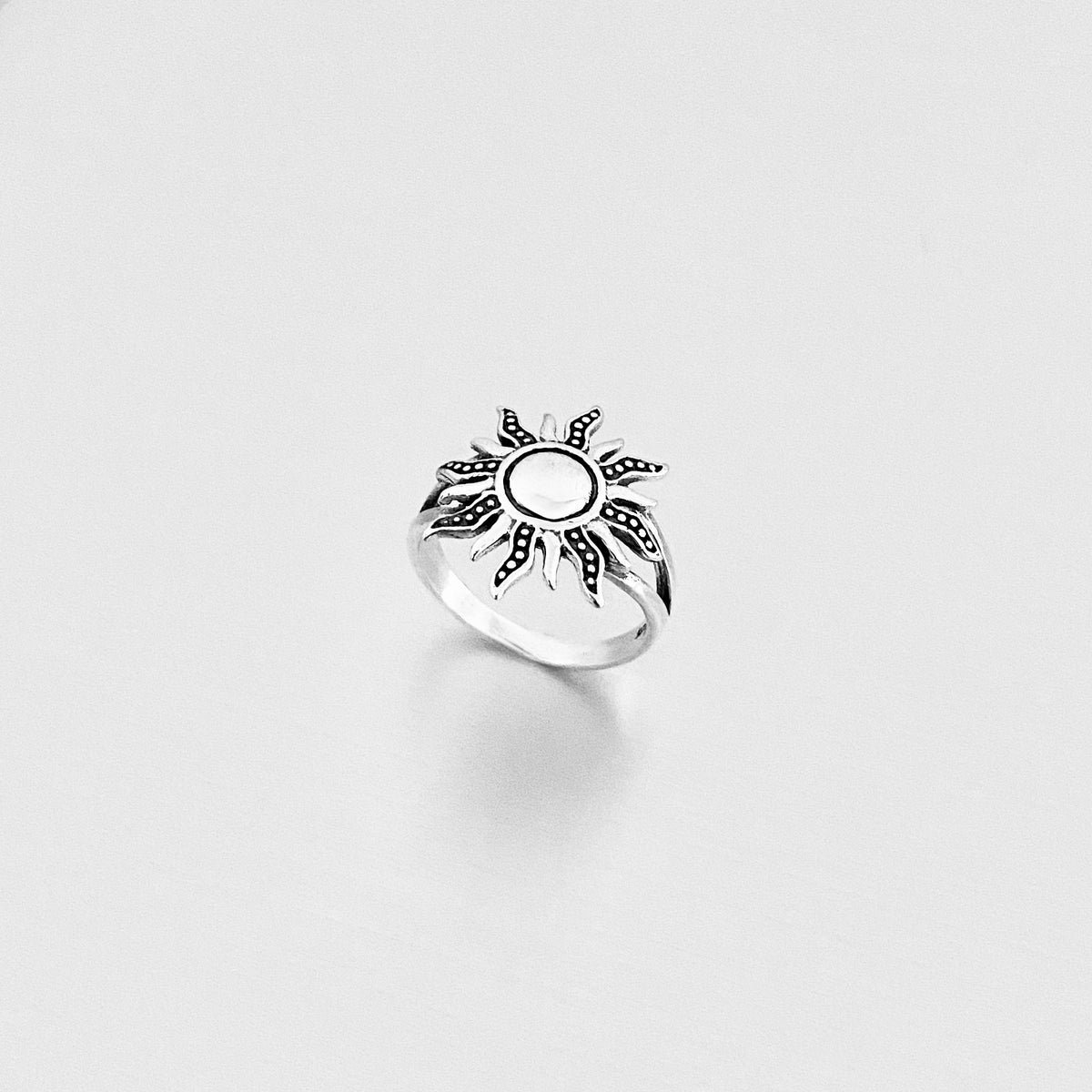 Sterling Silver Blazing Sun Ring, Celestial Statement Sunburst Jewelry, Sunshine Silver Rings