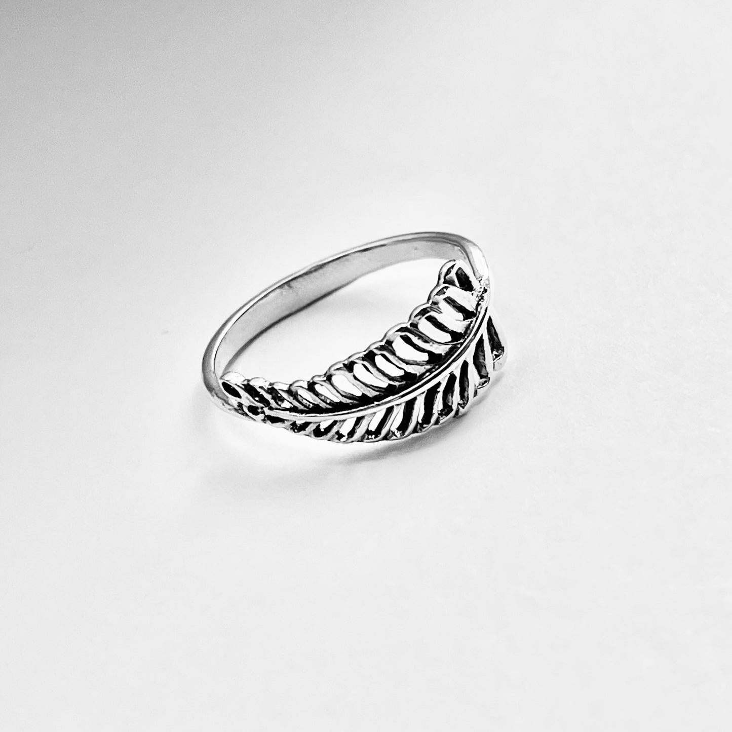 925 Sterling Silver Small Palm Leaf Ring | Dainty Tree of Life Nature Silver Rings