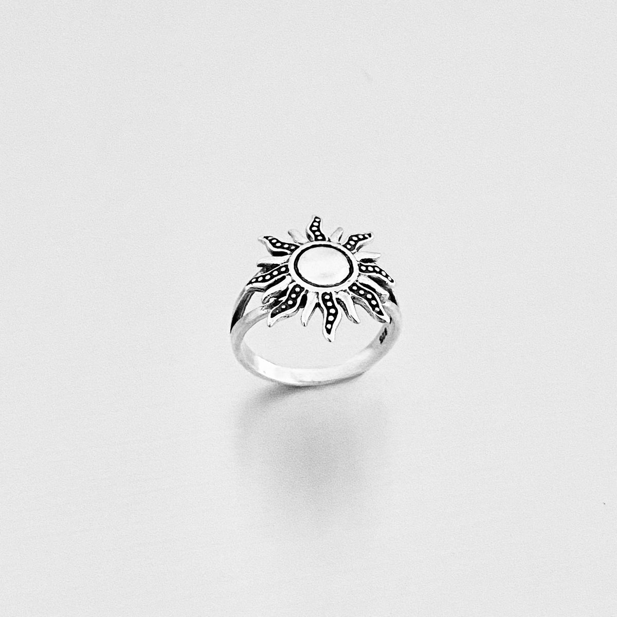 Sterling Silver Blazing Sun Ring, Celestial Statement Sunburst Jewelry, Sunshine Silver Rings