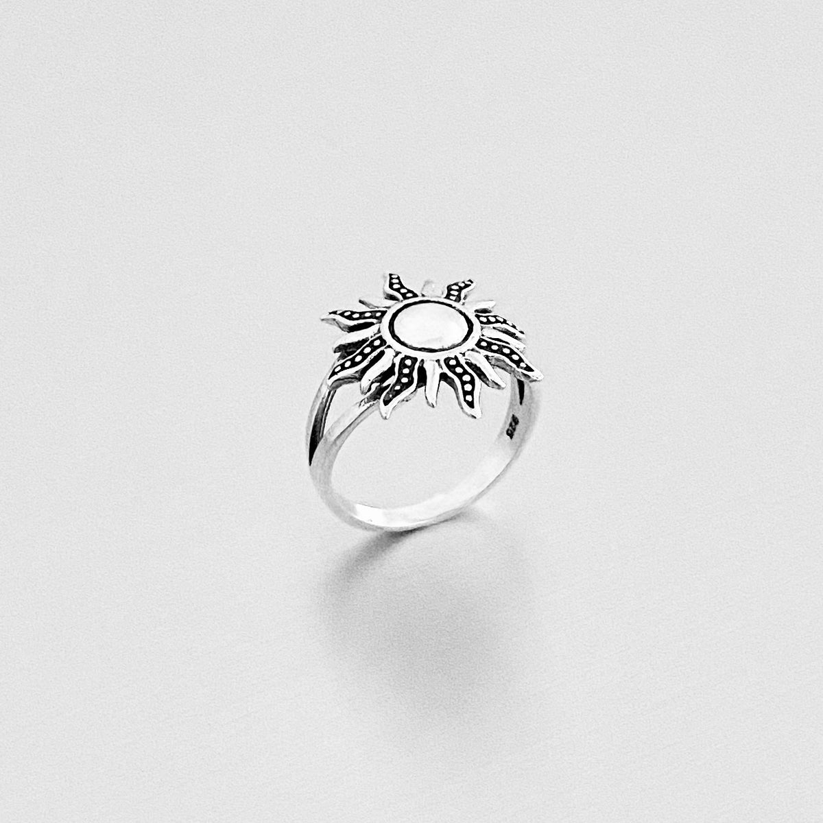 Sterling Silver Blazing Sun Ring, Celestial Statement Sunburst Jewelry, Sunshine Silver Rings