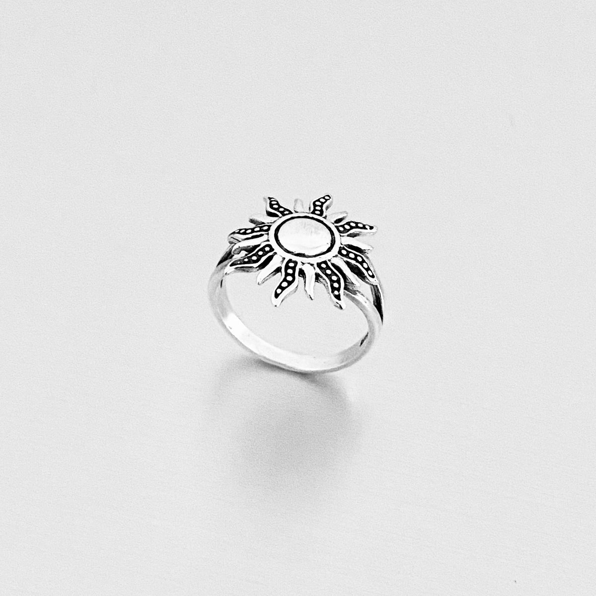 Sterling Silver Blazing Sun Ring, Celestial Statement Sunburst Jewelry, Sunshine Silver Rings