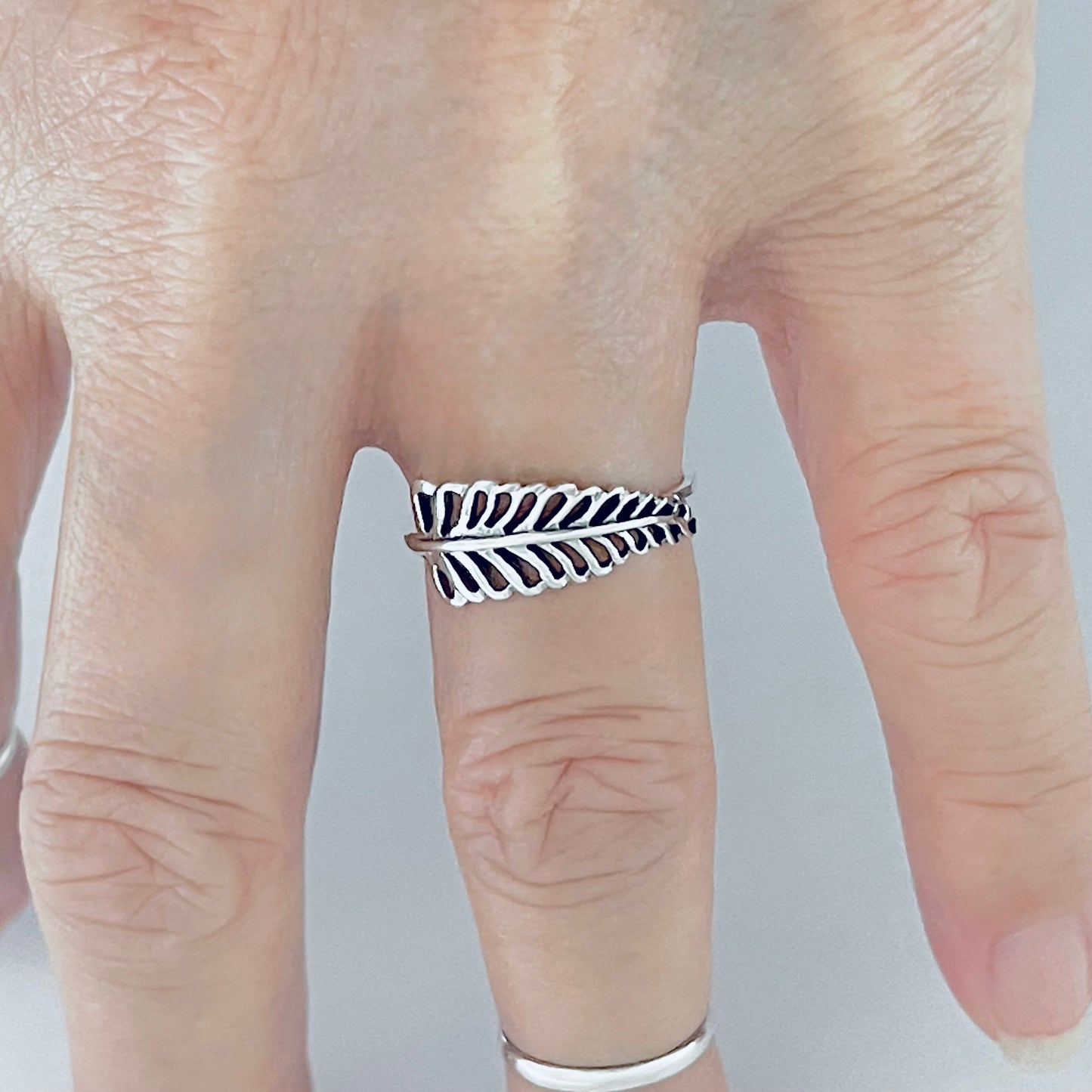 925 Sterling Silver Small Palm Leaf Ring | Dainty Tree of Life Nature Silver Rings