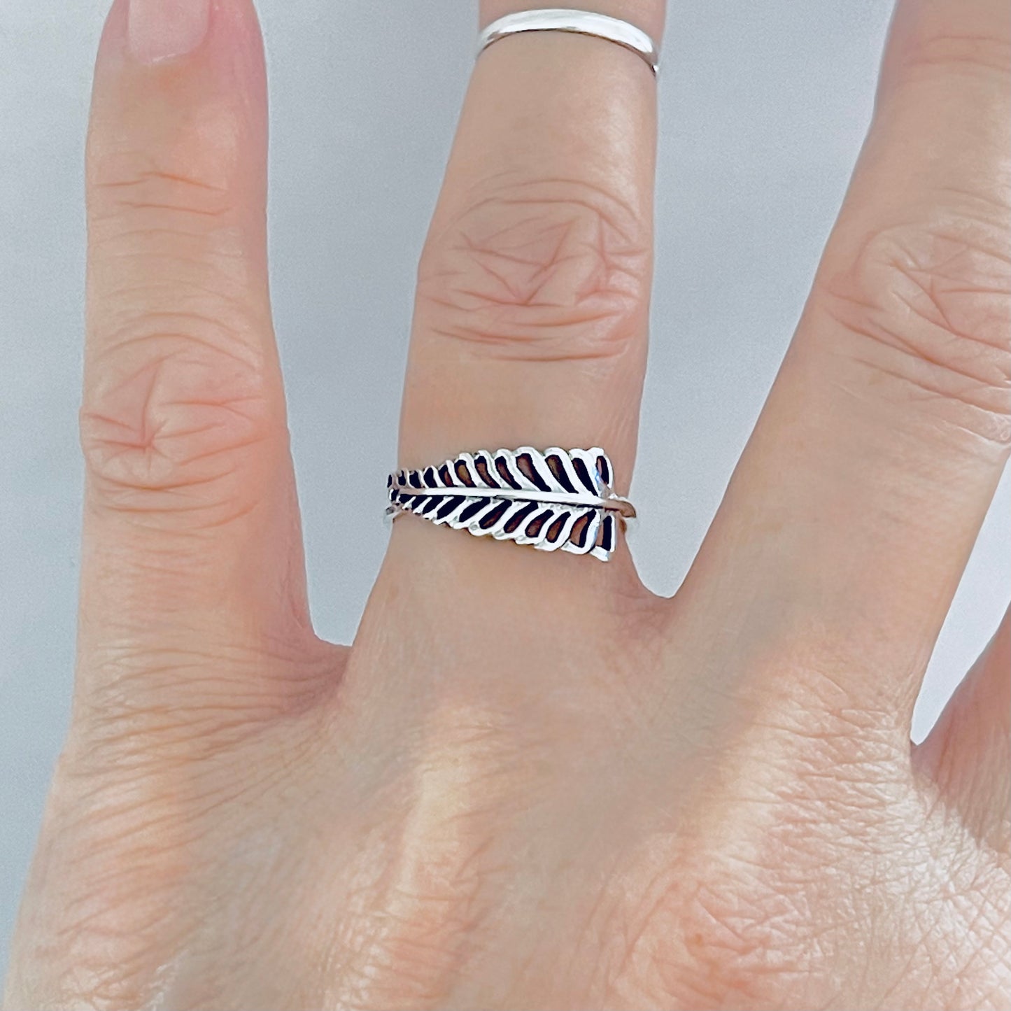925 Sterling Silver Small Palm Leaf Ring | Dainty Tree of Life Nature Silver Rings