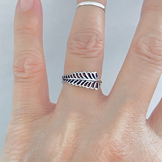 925 Sterling Silver Small Palm Leaf Ring | Dainty Tree of Life Nature Silver Rings