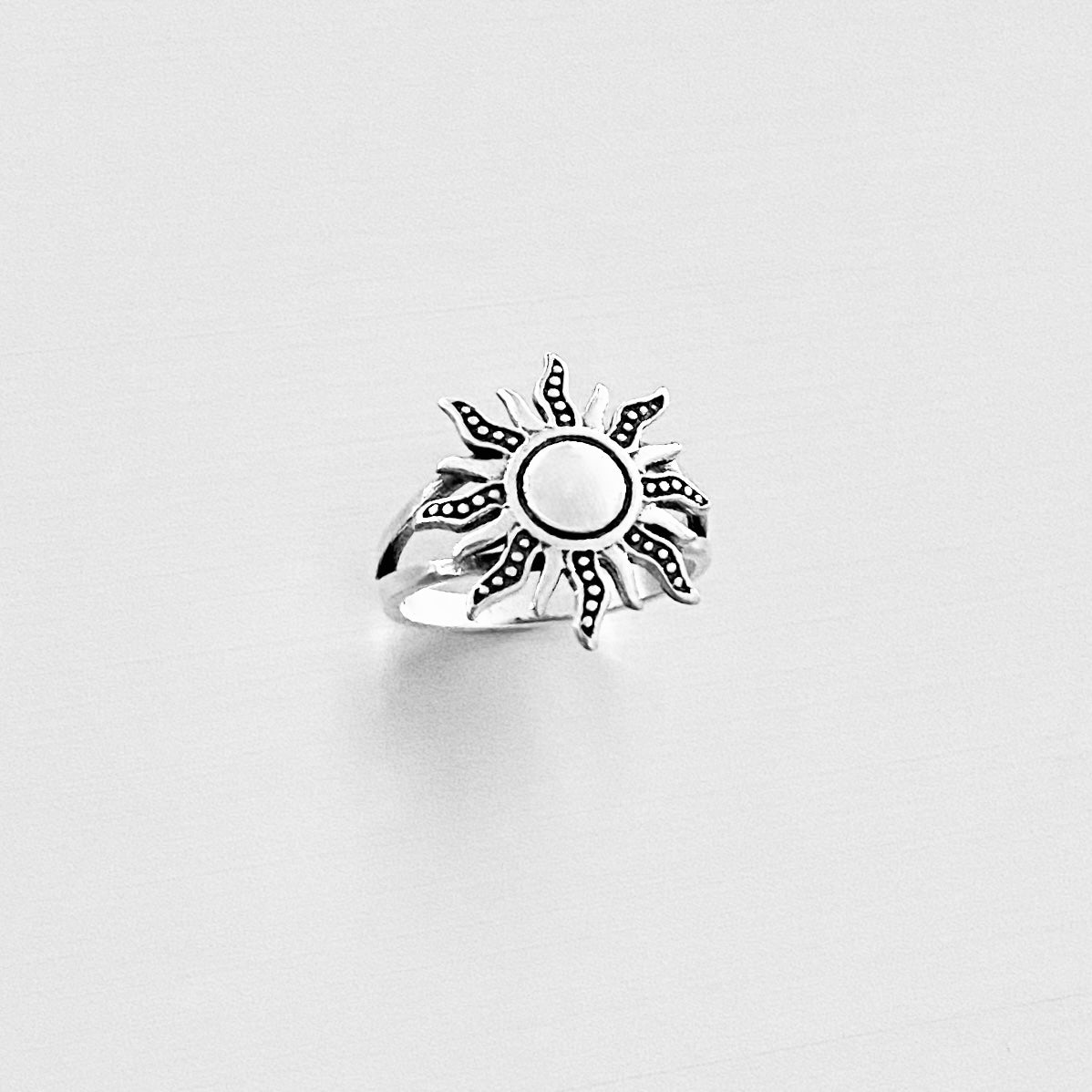 Sterling Silver Blazing Sun Ring, Celestial Statement Sunburst Jewelry, Sunshine Silver Rings