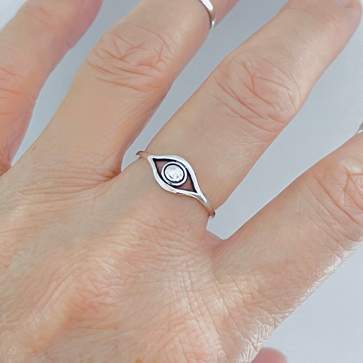 925 Sterling Silver Simple Eye Ring | Evil Eye Protection Silver Rings