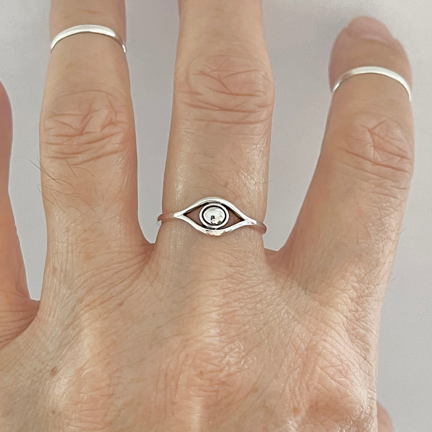 Sterling Silver Simple Eye Ring, All Seeing Eye Ring, Evil Eye Rings, Protector Ring