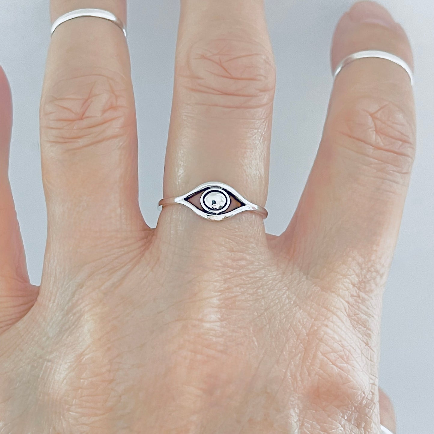 925 Sterling Silver Simple Eye Ring | Evil Eye Protection Silver Rings