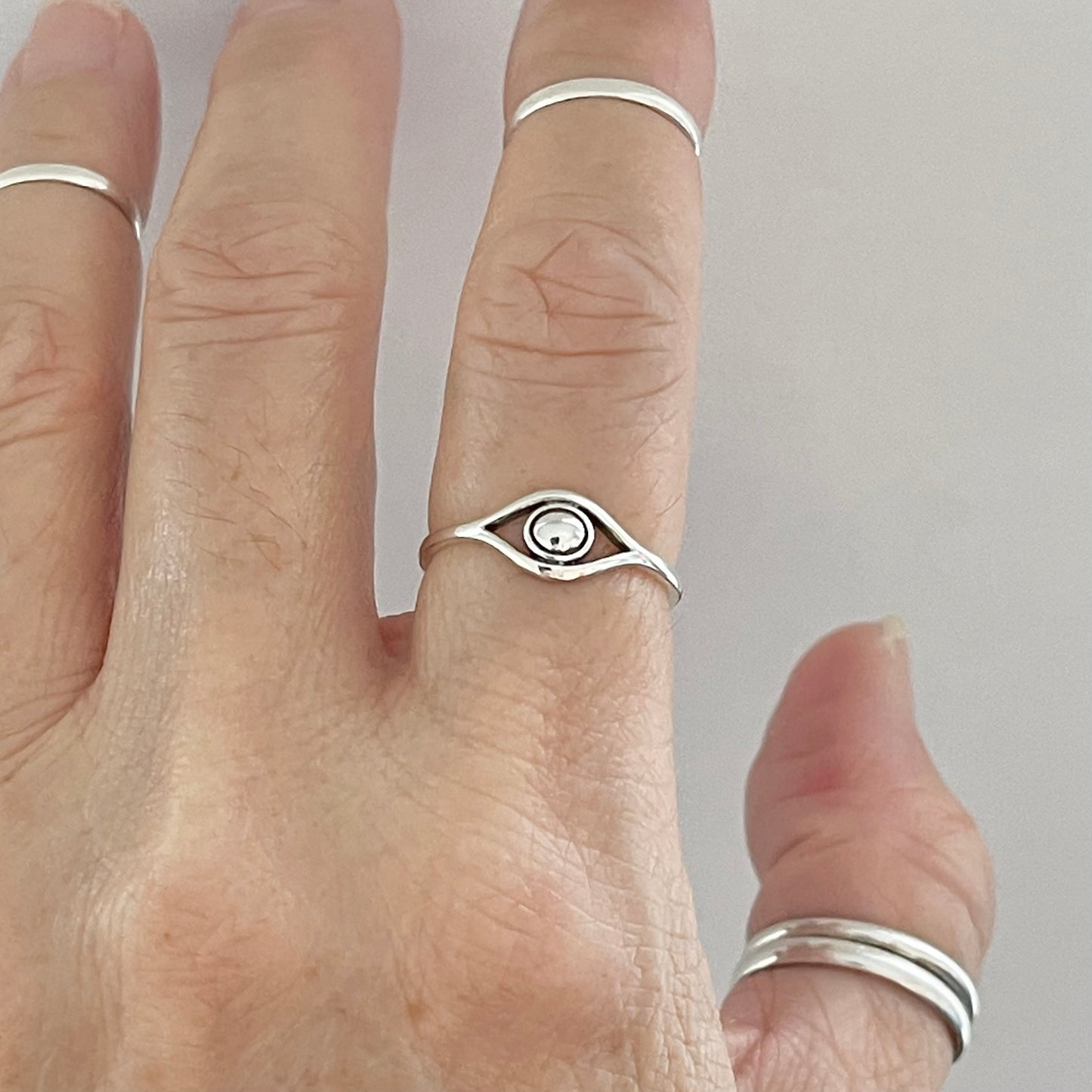 Sterling Silver Simple Eye Ring, All Seeing Eye Ring, Evil Eye Rings, Protector Ring