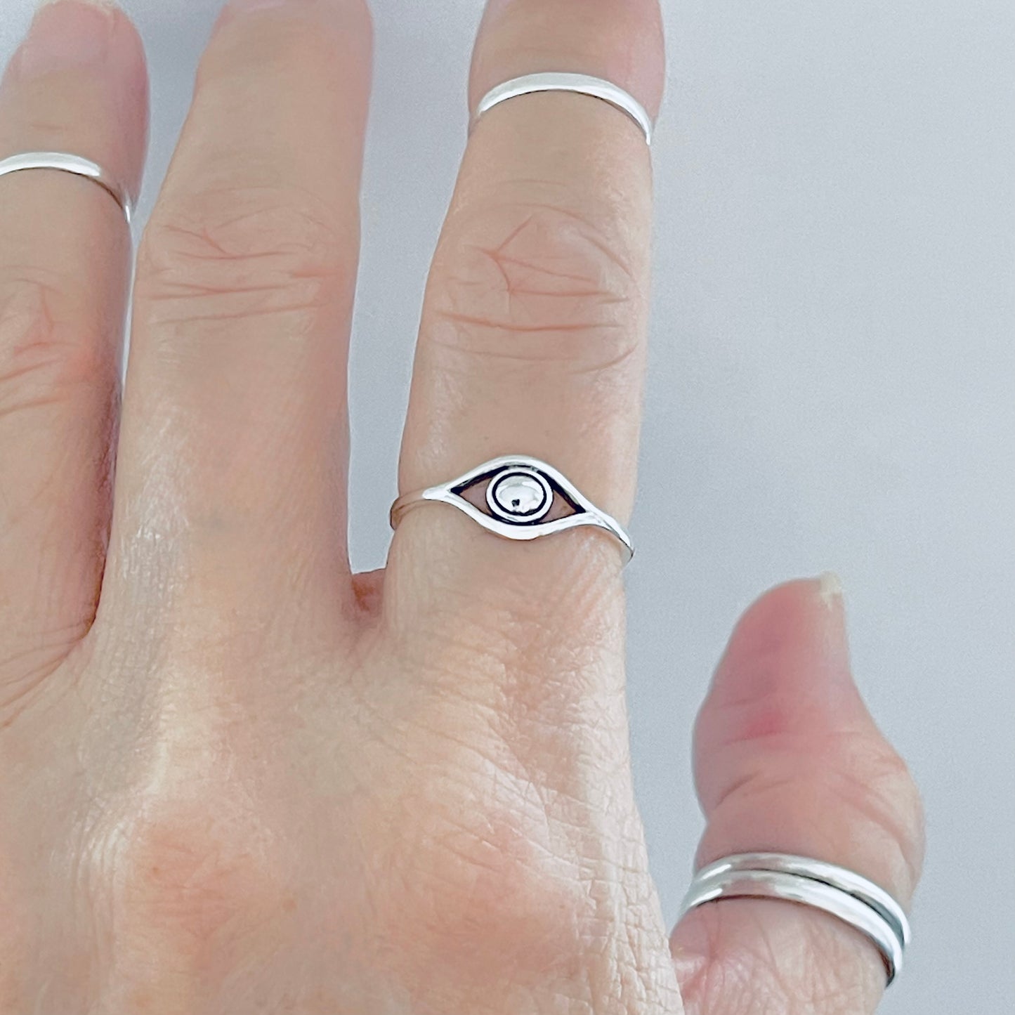 925 Sterling Silver Simple Eye Ring | Evil Eye Protection Silver Rings