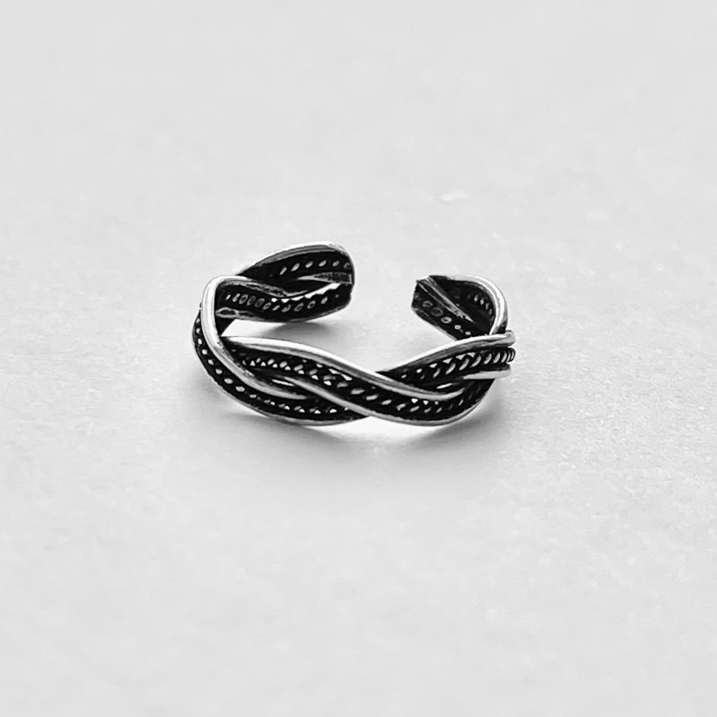 Sterling Silver Braided Weave Toe Ring, Silver Rings, Braid Ring