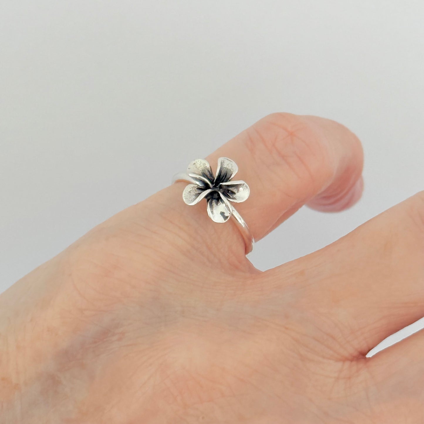 Sterling Silver Small Plumeria Ring, Hawaii Jewelry, Silver Flower Rings