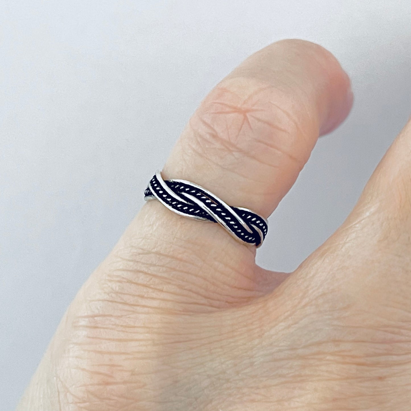 Sterling Silver Braided Weave Toe Ring | Dainty Adjustable Silver Ring