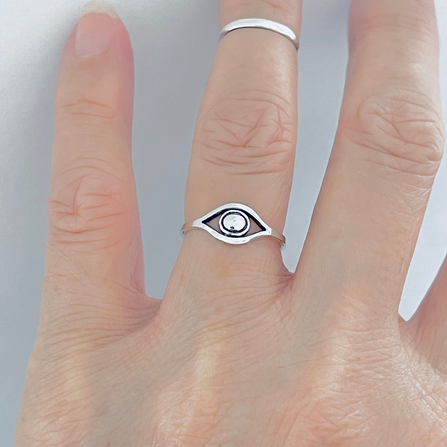 925 Sterling Silver Simple Eye Ring | Evil Eye Protection Silver Rings