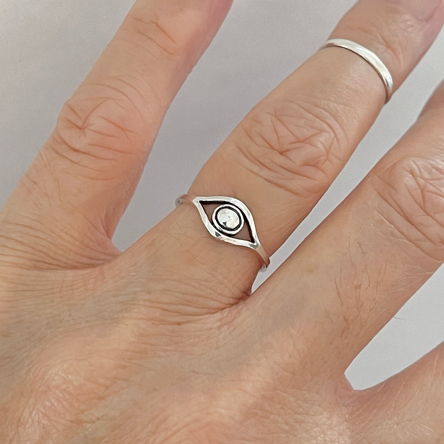 Sterling Silver Simple Eye Ring, All Seeing Eye Ring, Evil Eye Rings, Protector Ring