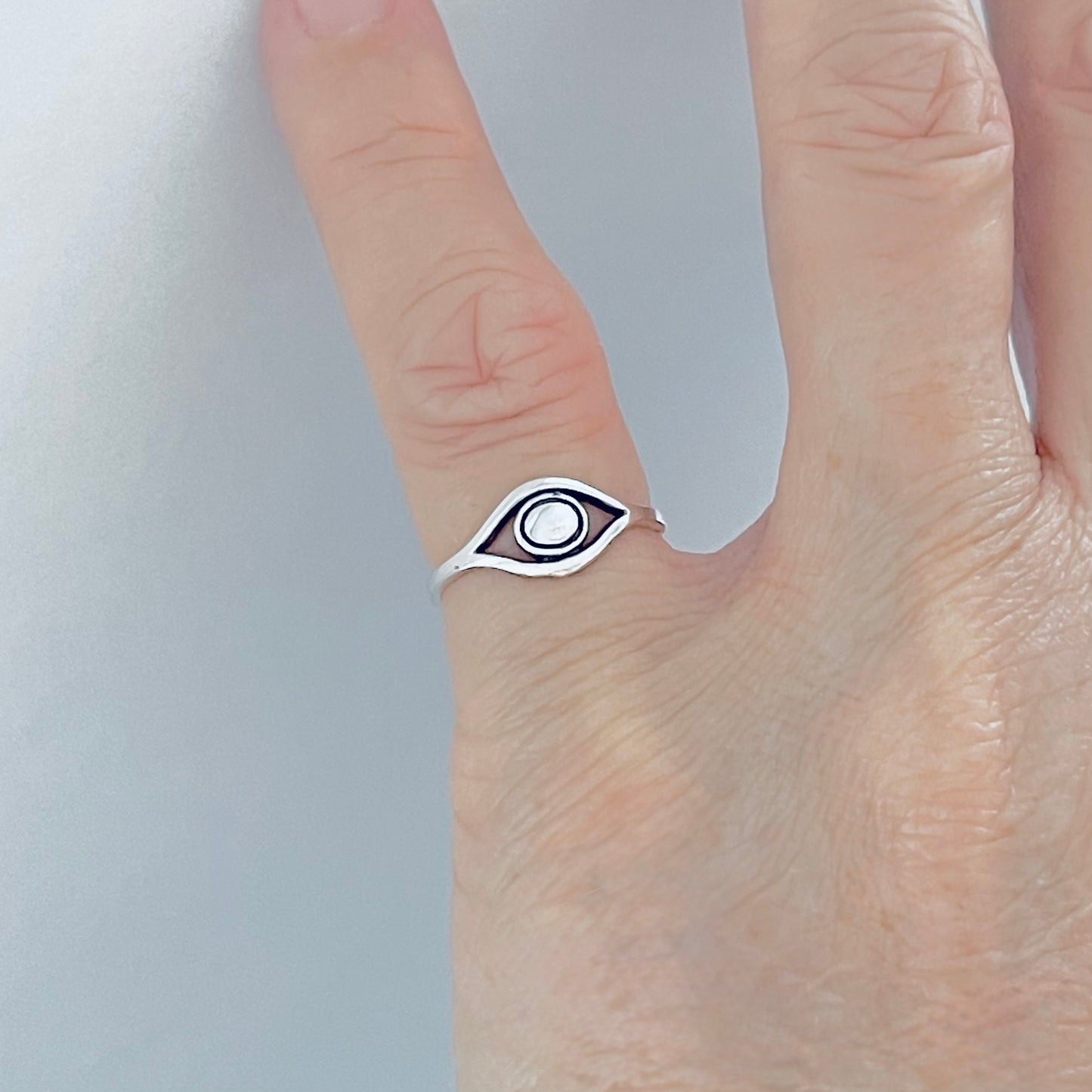 925 Sterling Silver Simple Eye Ring | Evil Eye Protection Silver Rings