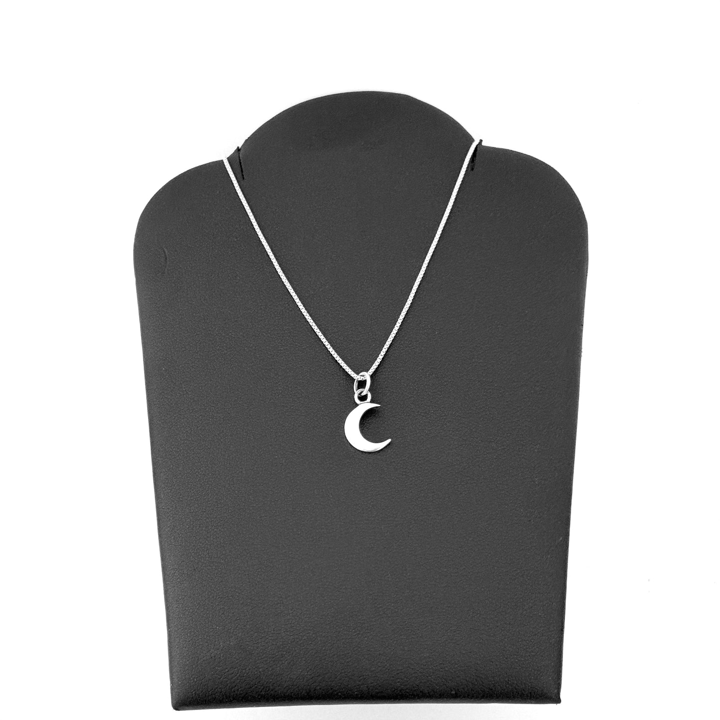 925 Sterling Silver Little Crescent Moon Necklace | Celestial Pendant with Italian Box Chain