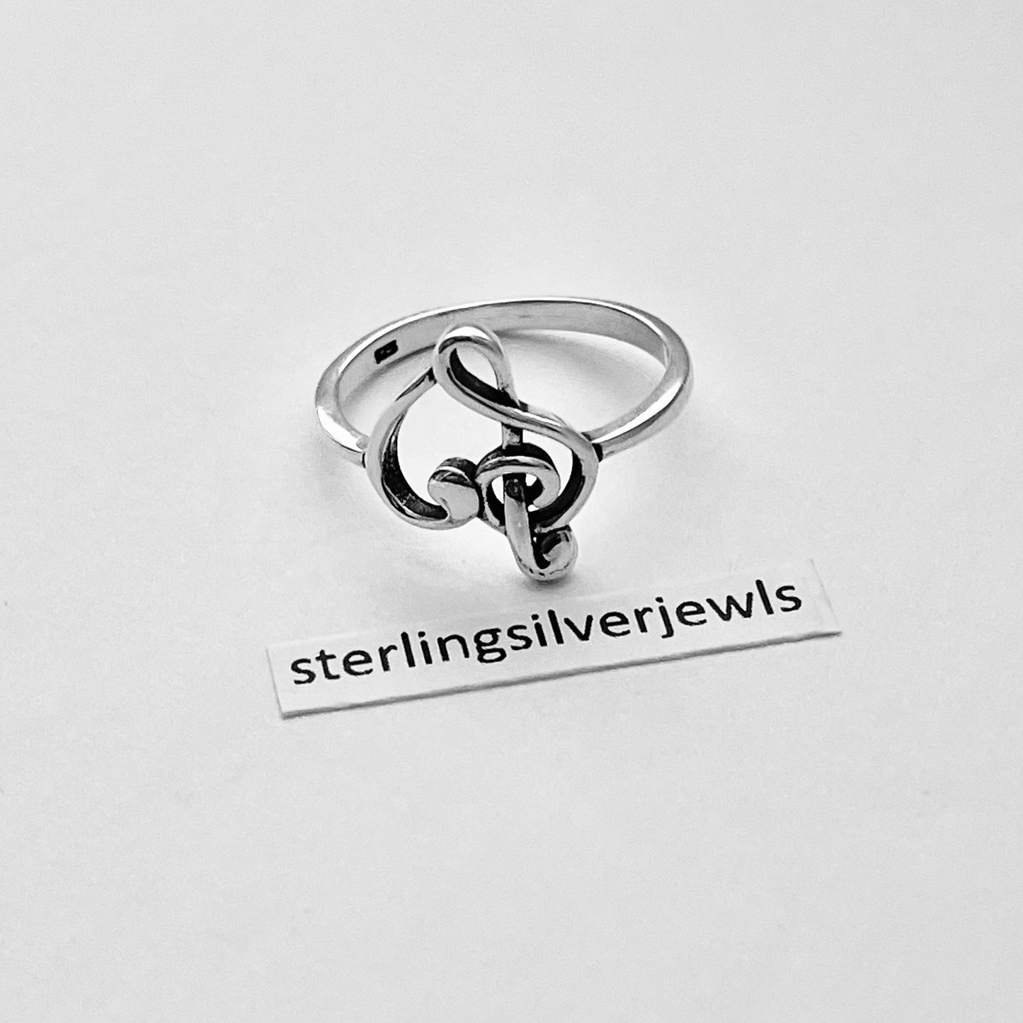 Sterling Silver Love Note Heart Ring, Musical Ring, Silver Rings, Clef Note Ring