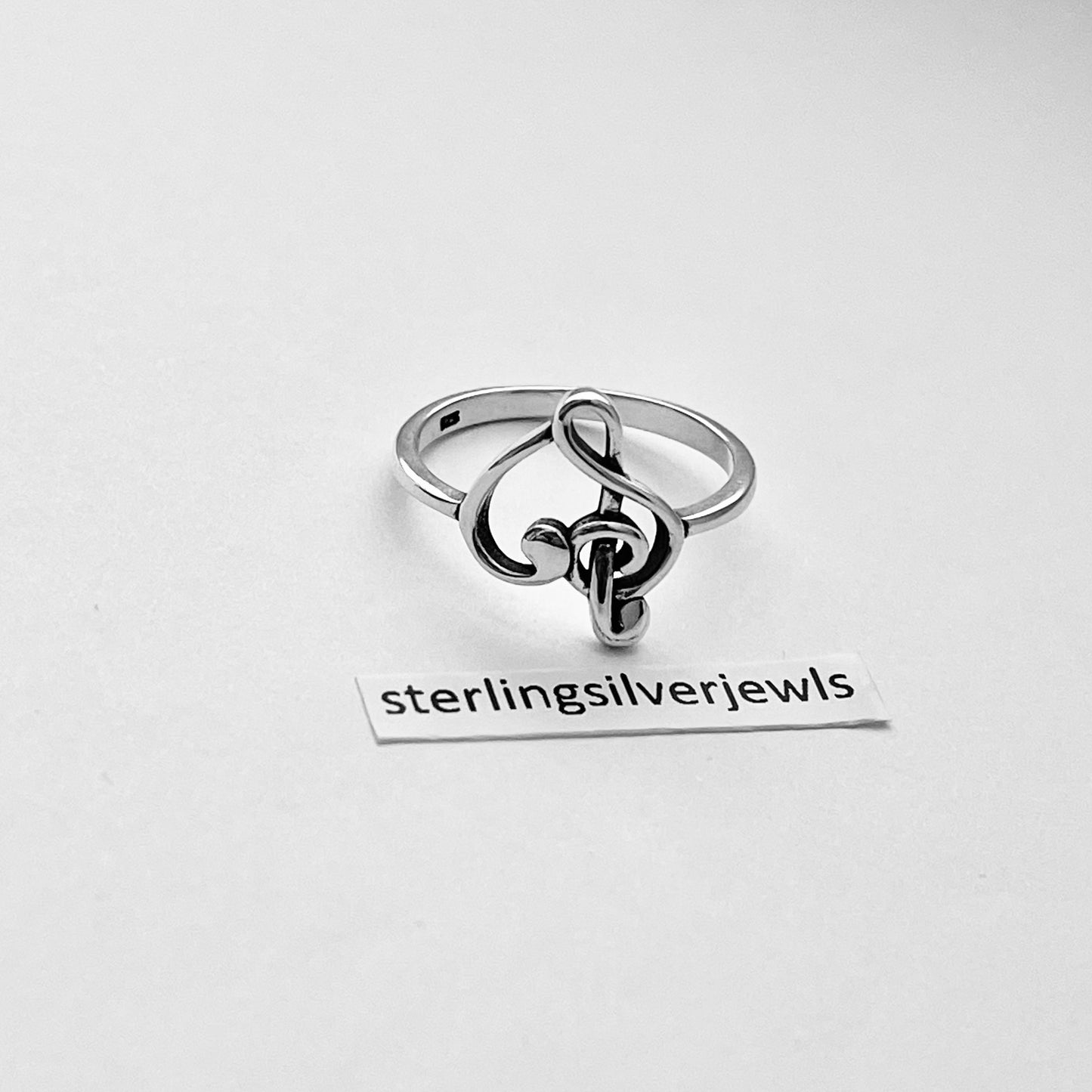 Sterling Silver Love Note Heart Ring, Musical Ring, Silver Rings, Clef Note Ring