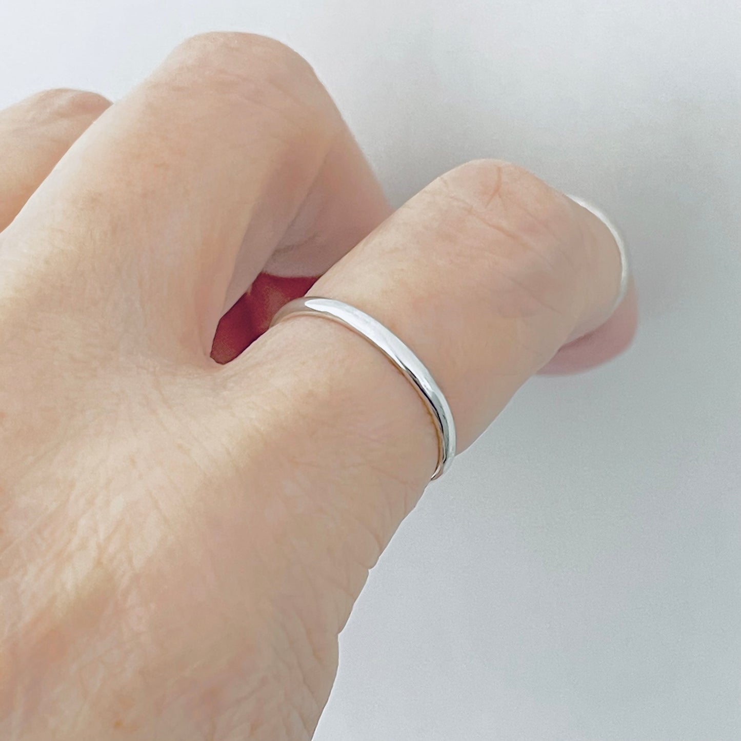 Sterling Silver Plain 2mm Band Ring, Dainty Wedding Bands, Stackable Rings