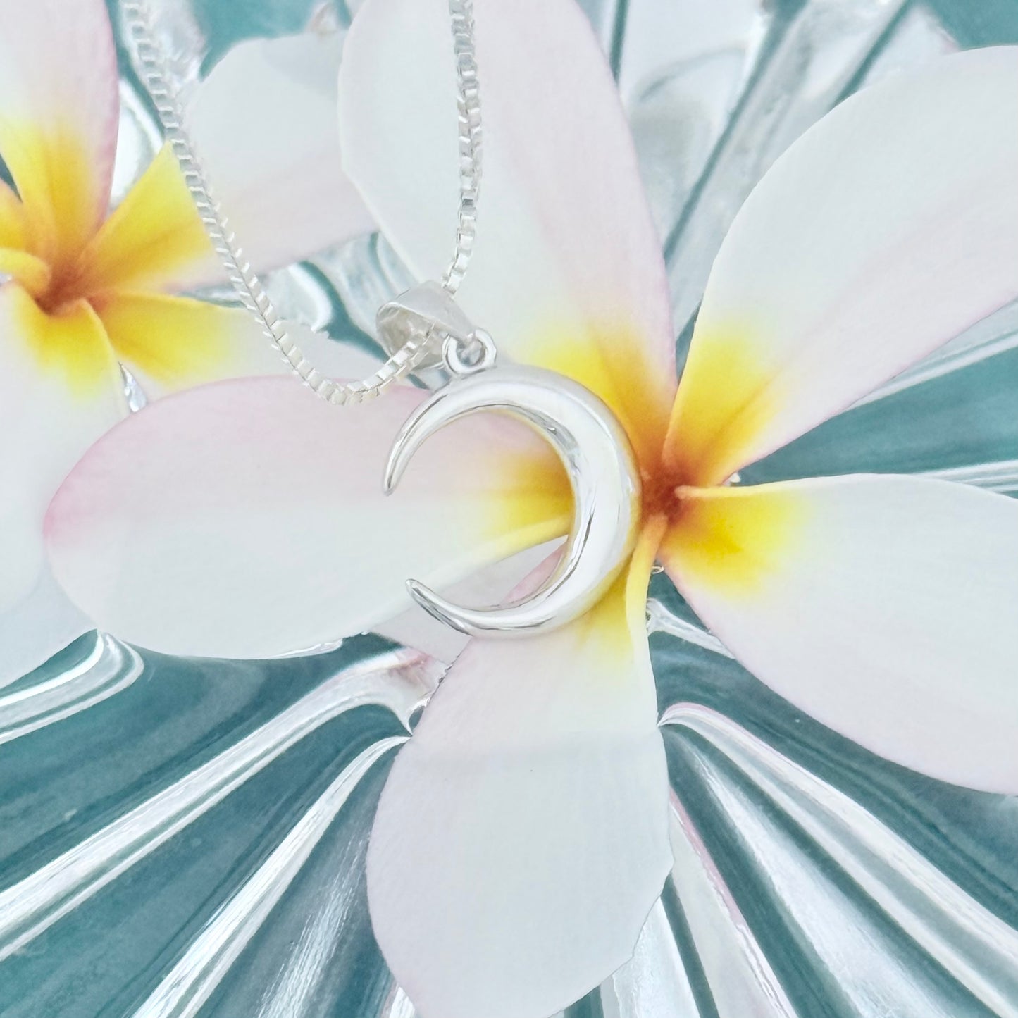 925 Sterling Silver Crescent Moon Necklace | Celestial Pendant with Italian Box Chain