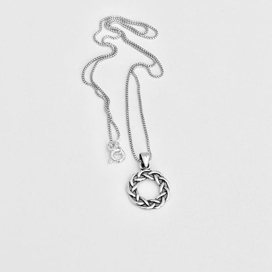 Sterling Silver Small Eternity Celtic Wreath Necklace, Braided Necklaces, Eternity Braid Chain