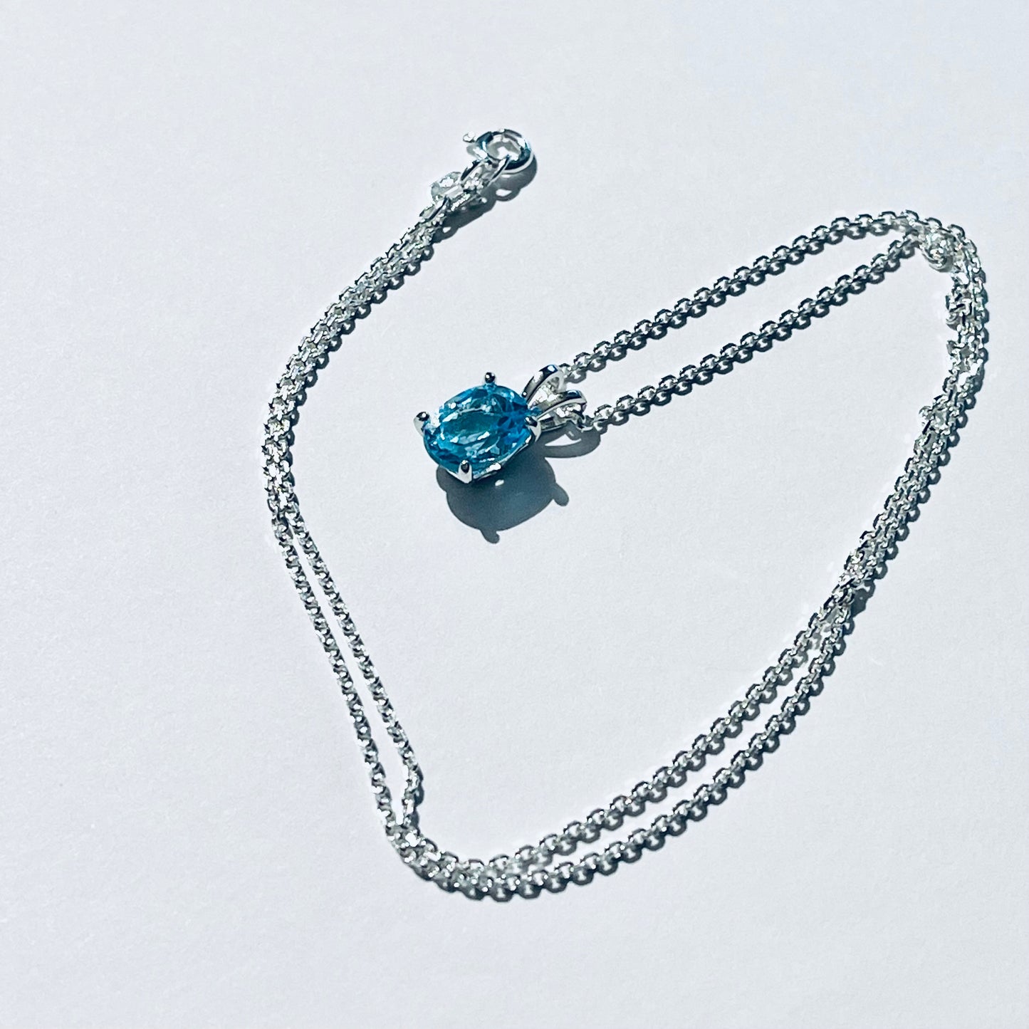 Sterling Silver Small Genuine Blue Topaz Necklace, December Birthstone Necklaces