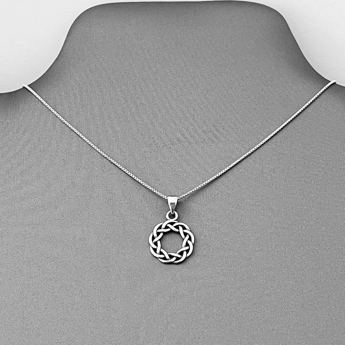 Sterling Silver Small Eternity Celtic Wreath Necklace, Braided Necklaces, Eternity Braid Chain